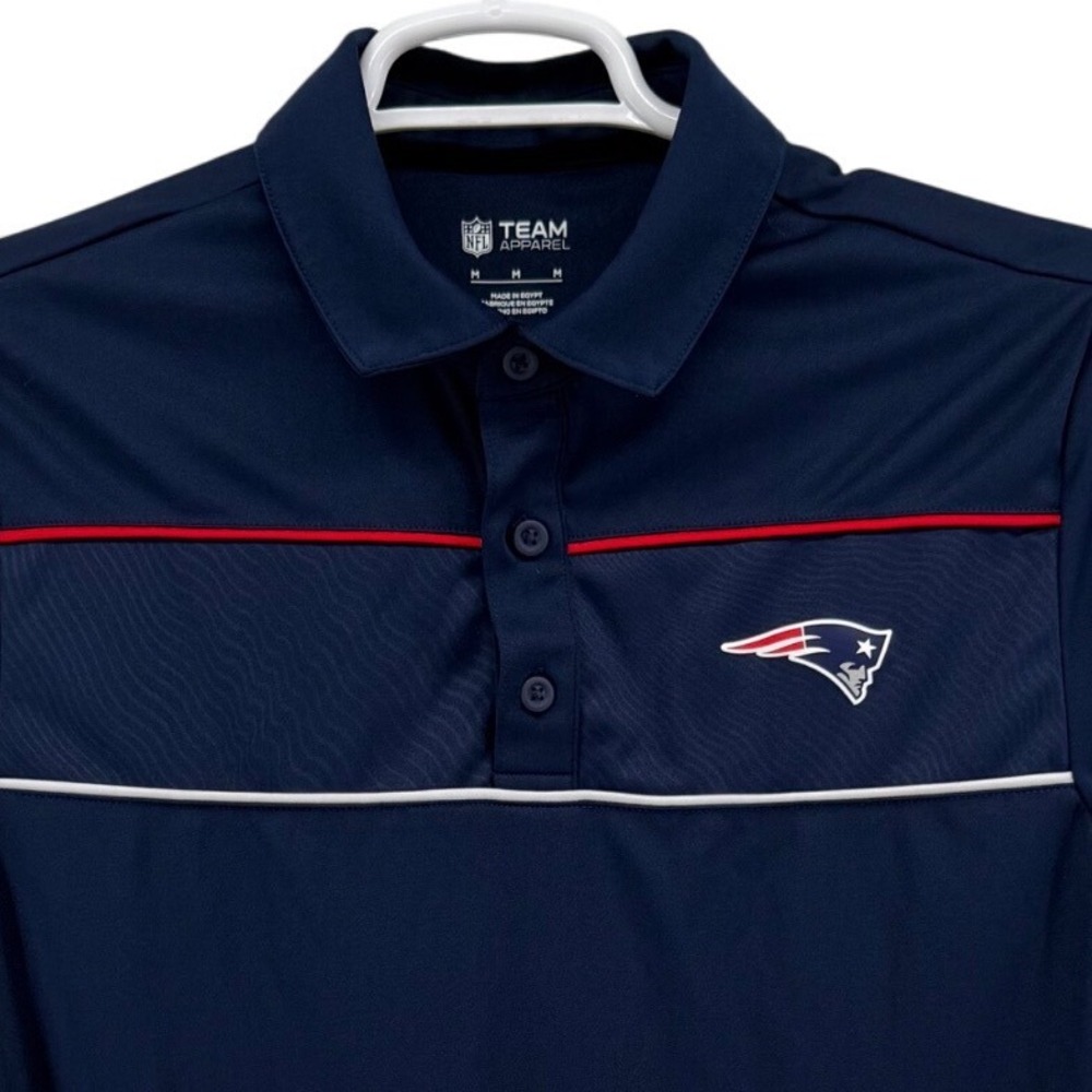 NFL Team Apparel Mens New England Patriots Polo Shirt Navy Blue Size M Medium